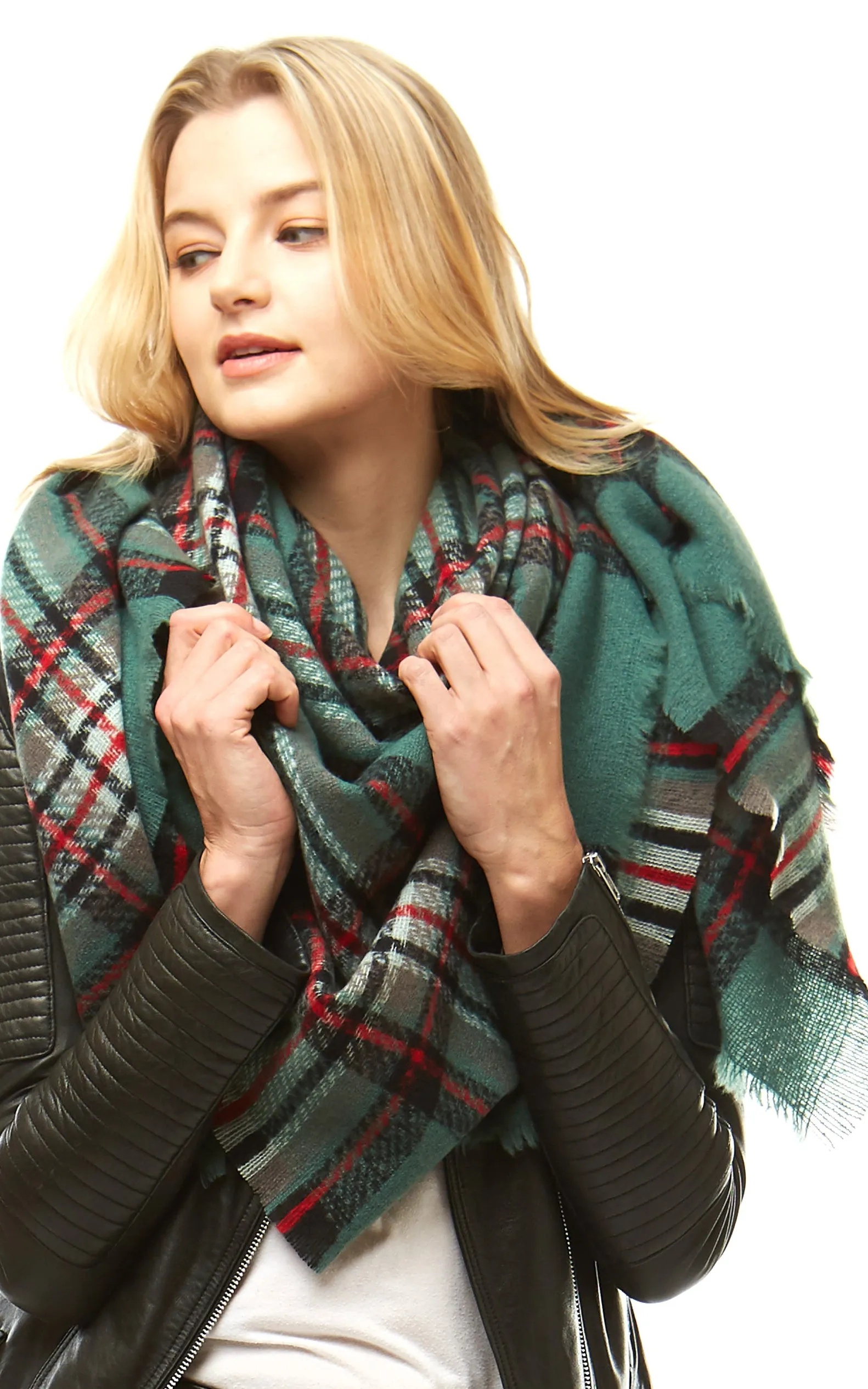 LOF904 Plaid Check Square Blanket Scarf