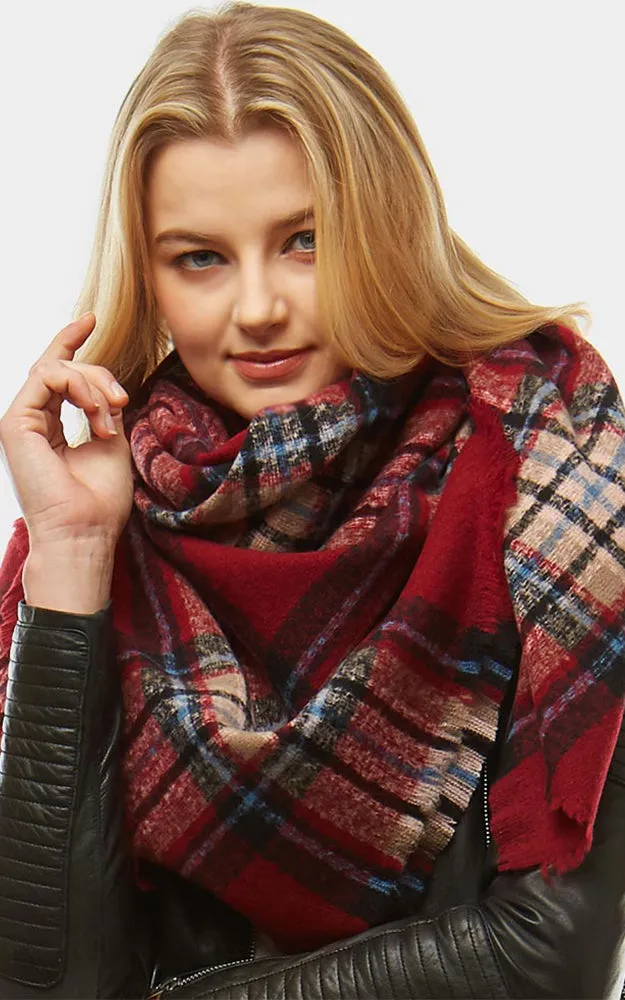 LOF904 Plaid Check Square Blanket Scarf