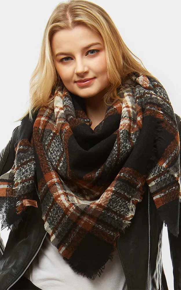 LOF904 Plaid Check Square Blanket Scarf