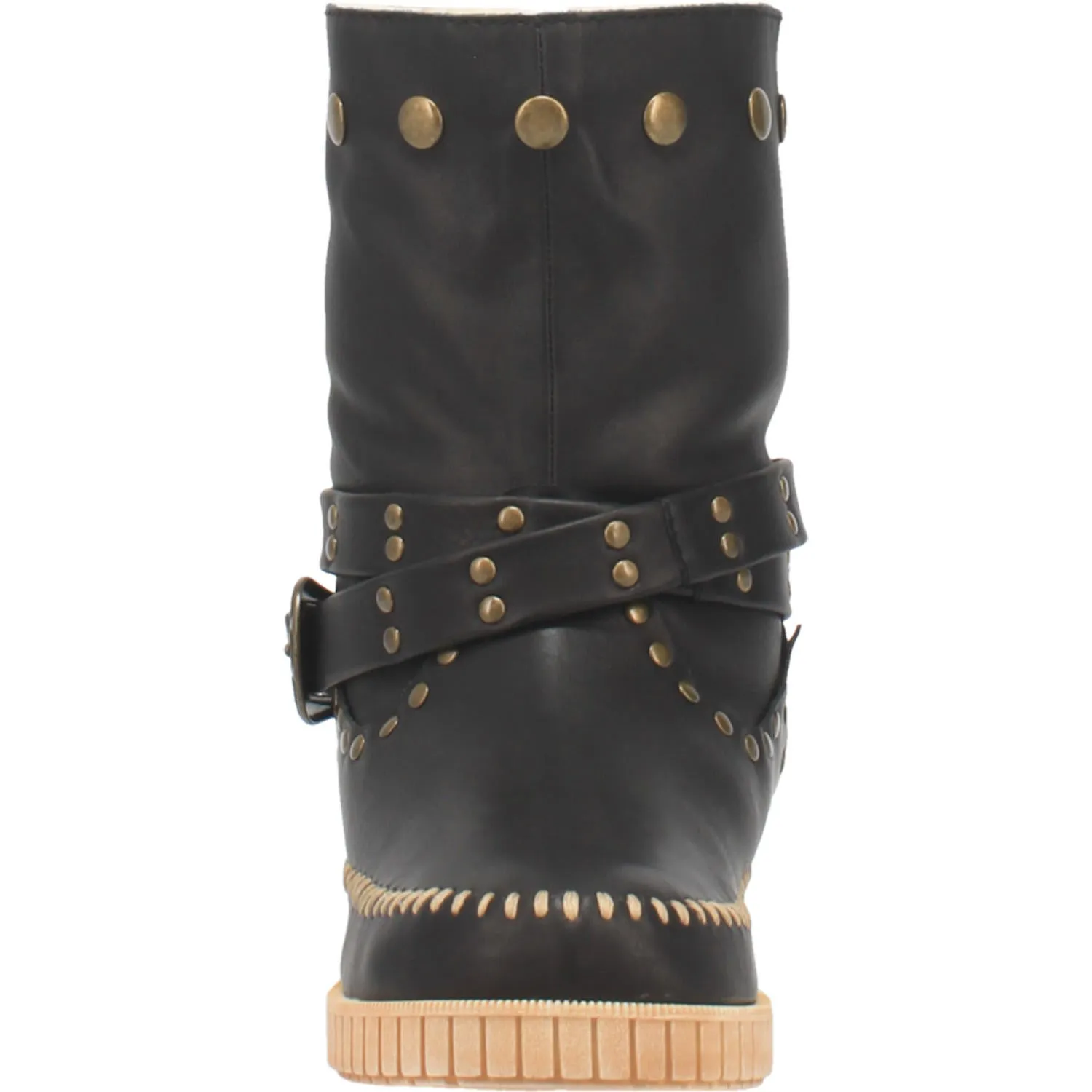 Malibu Black Leather Antique Studded Buckle Boots (DS)