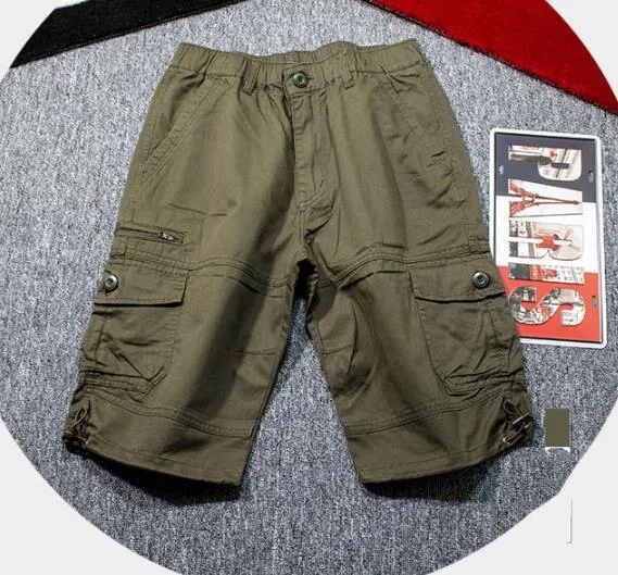 Men's Cotton Summer Casual Solid Mid waist Baggy Cargo Shorts