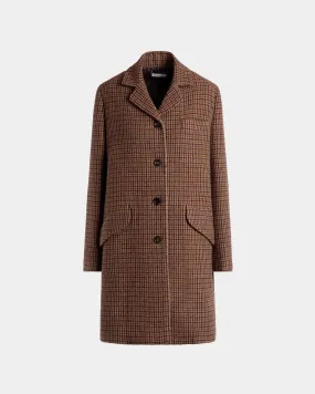 Midi Coat In Multibrown Check Wool