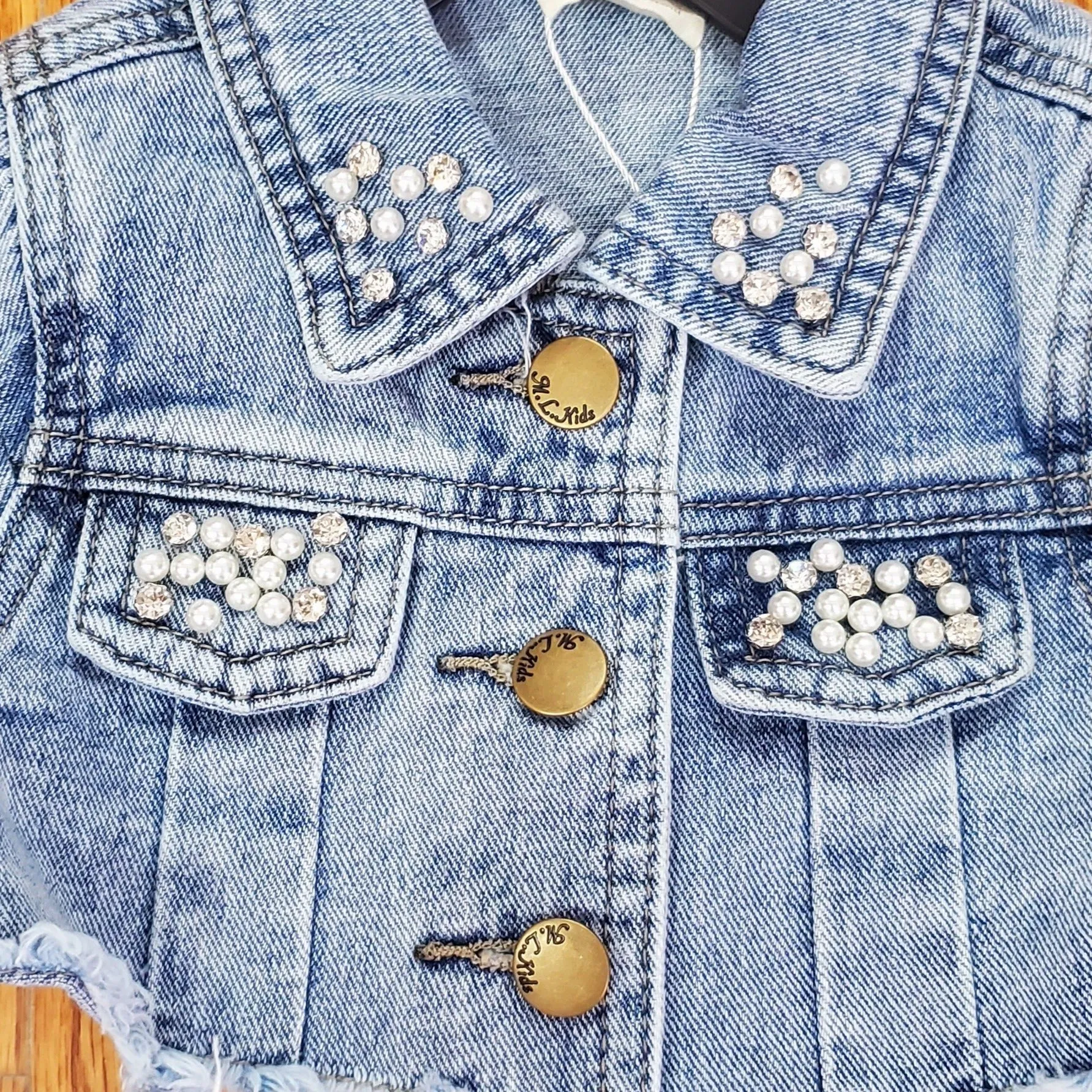 ML Kids Pearl Studded Crop Jacket