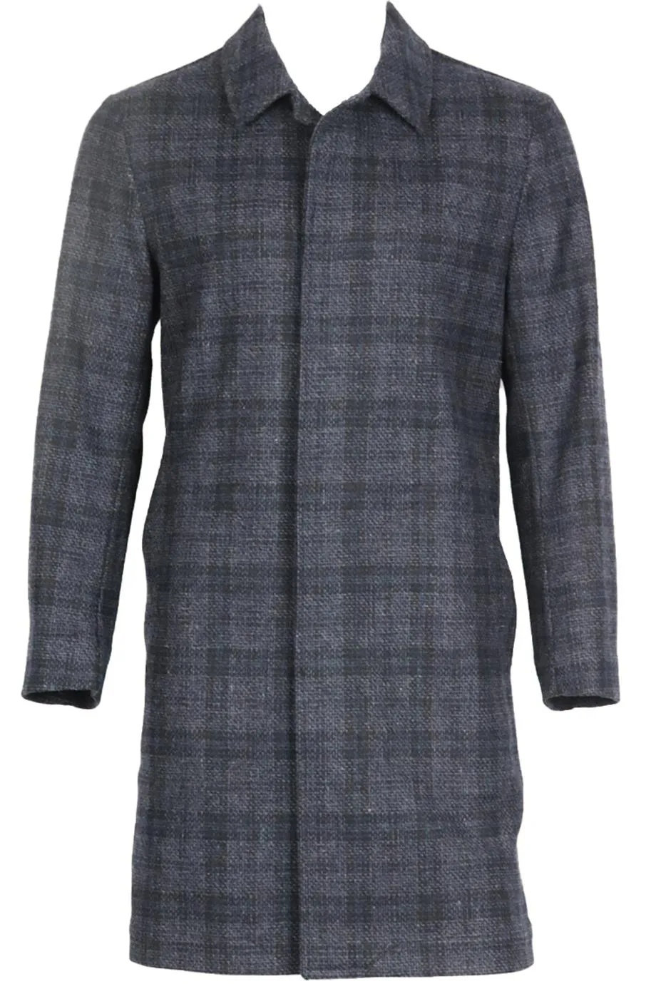 MR P. MEN'S CHECKED WOOL BLEND COAT XSMALL