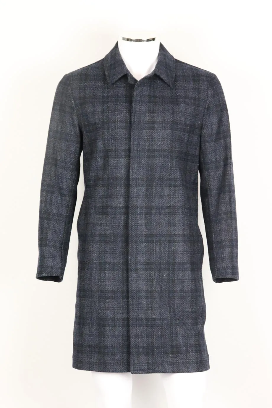 MR P. MEN'S CHECKED WOOL BLEND COAT XSMALL