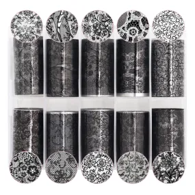 Nail Art Foil Box / Intricate Laces / Black