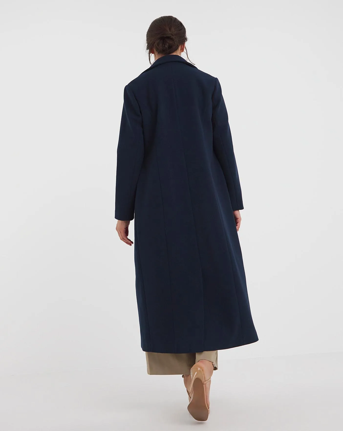 Navy Maxi Wool Look Coat