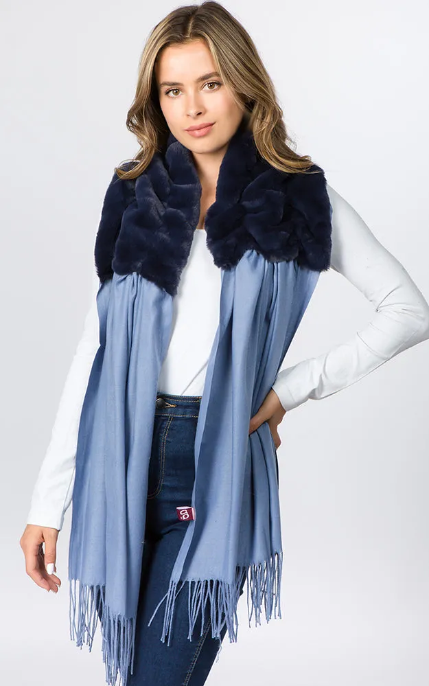 OA90B6 Solid Scarf w/Center Ruffle Faux Fur