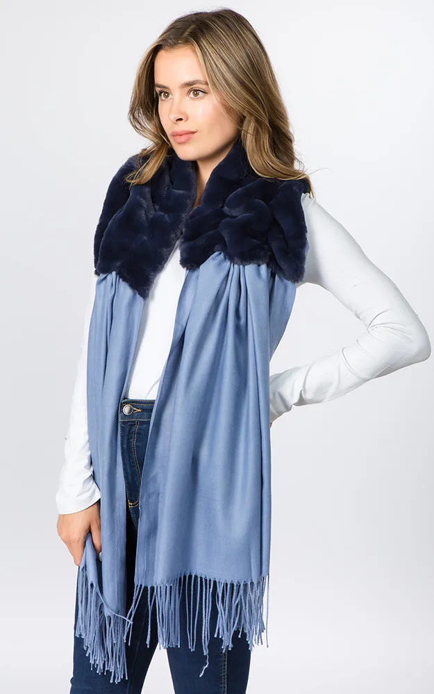 OA90B6 Solid Scarf w/Center Ruffle Faux Fur