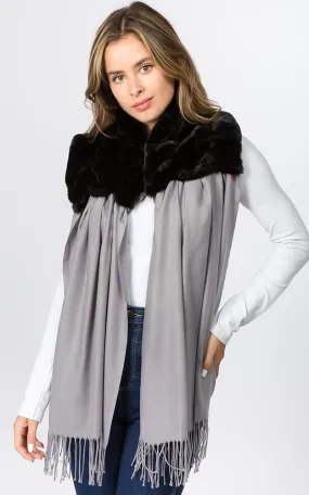 OA90B6 Solid Scarf w/Center Ruffle Faux Fur