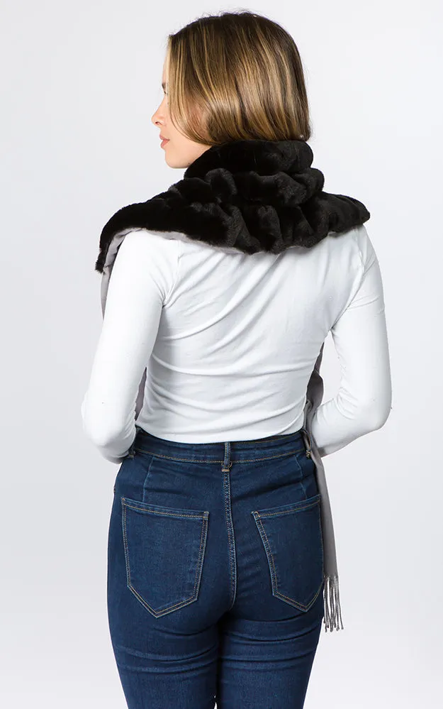 OA90B6 Solid Scarf w/Center Ruffle Faux Fur