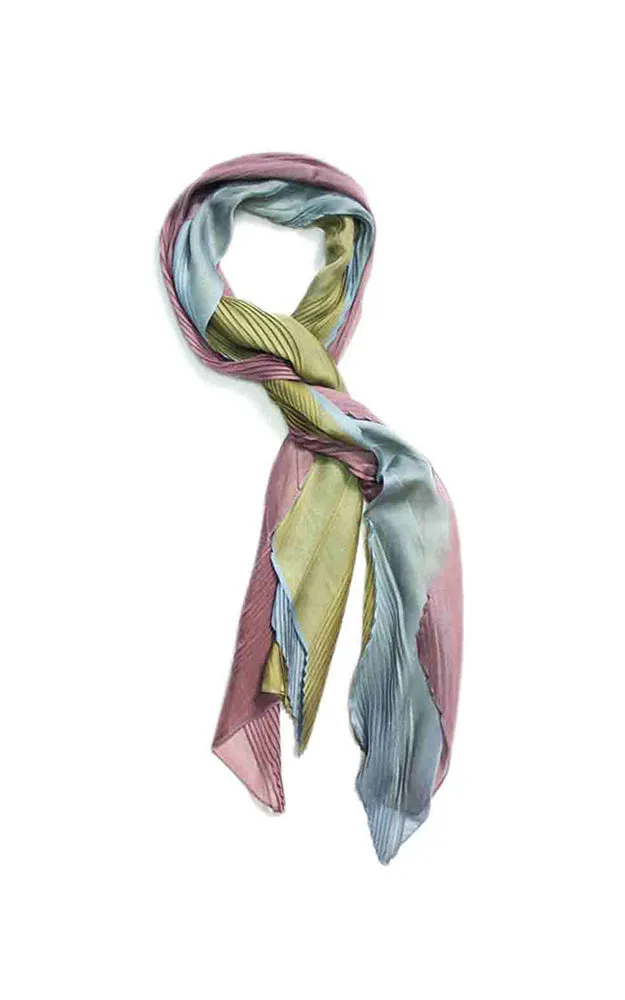 OP9661 Three Tone Pleated Oblong Scarf