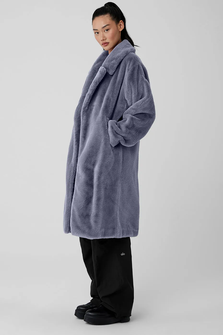 Oversized Faux Fur Trench - Fog