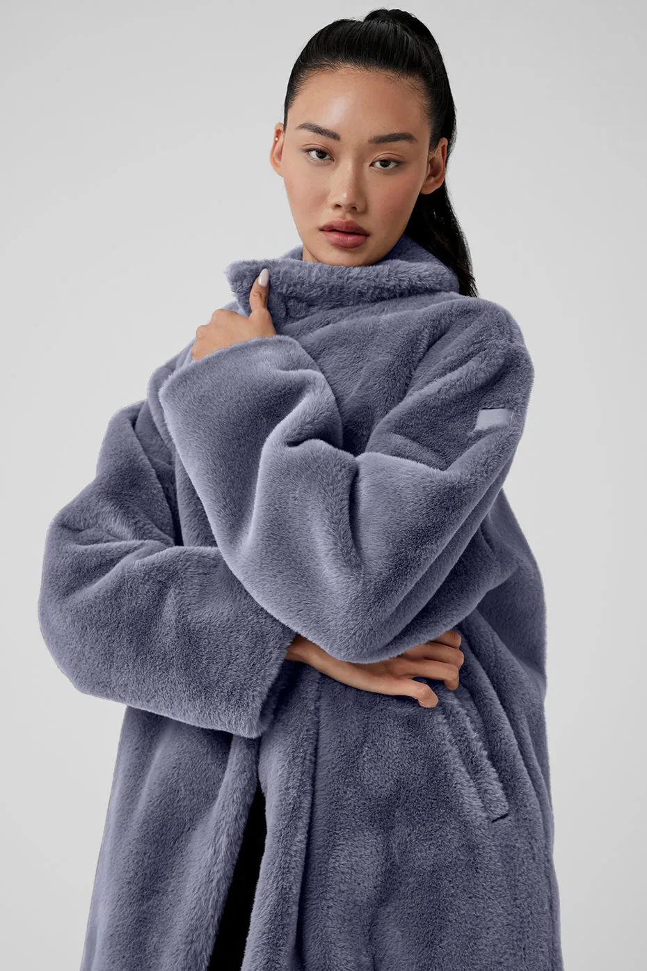 Oversized Faux Fur Trench - Fog