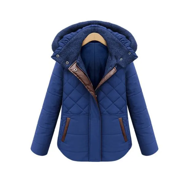 Padded Winter Hooded Jacket for Women with Faux Leather Lining