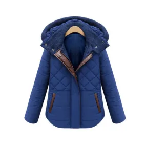 Padded Winter Hooded Jacket for Women with Faux Leather Lining