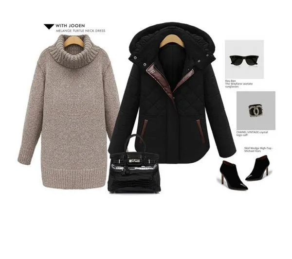 Padded Winter Hooded Jacket for Women with Faux Leather Lining