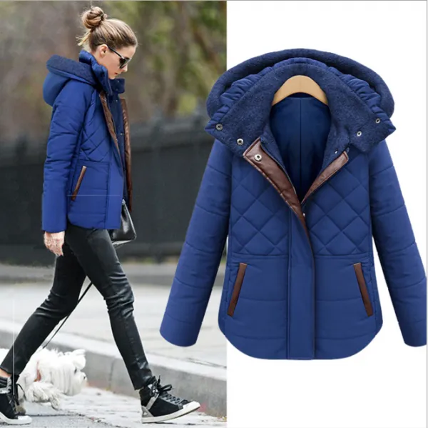 Padded Winter Hooded Jacket for Women with Faux Leather Lining