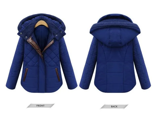 Padded Winter Hooded Jacket for Women with Faux Leather Lining