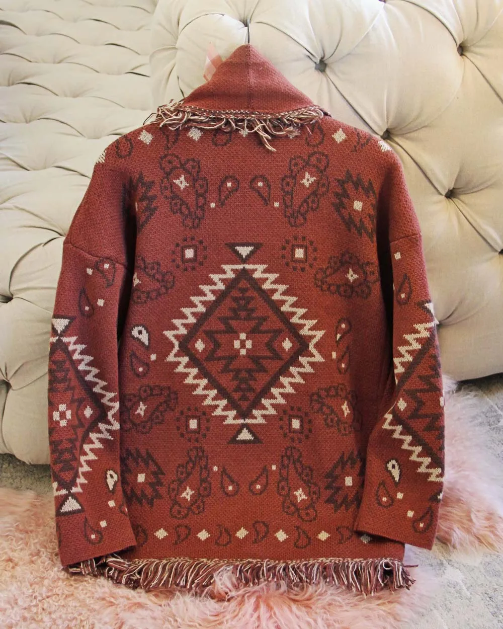 Paisley Blanket Sweater in Red Rocks