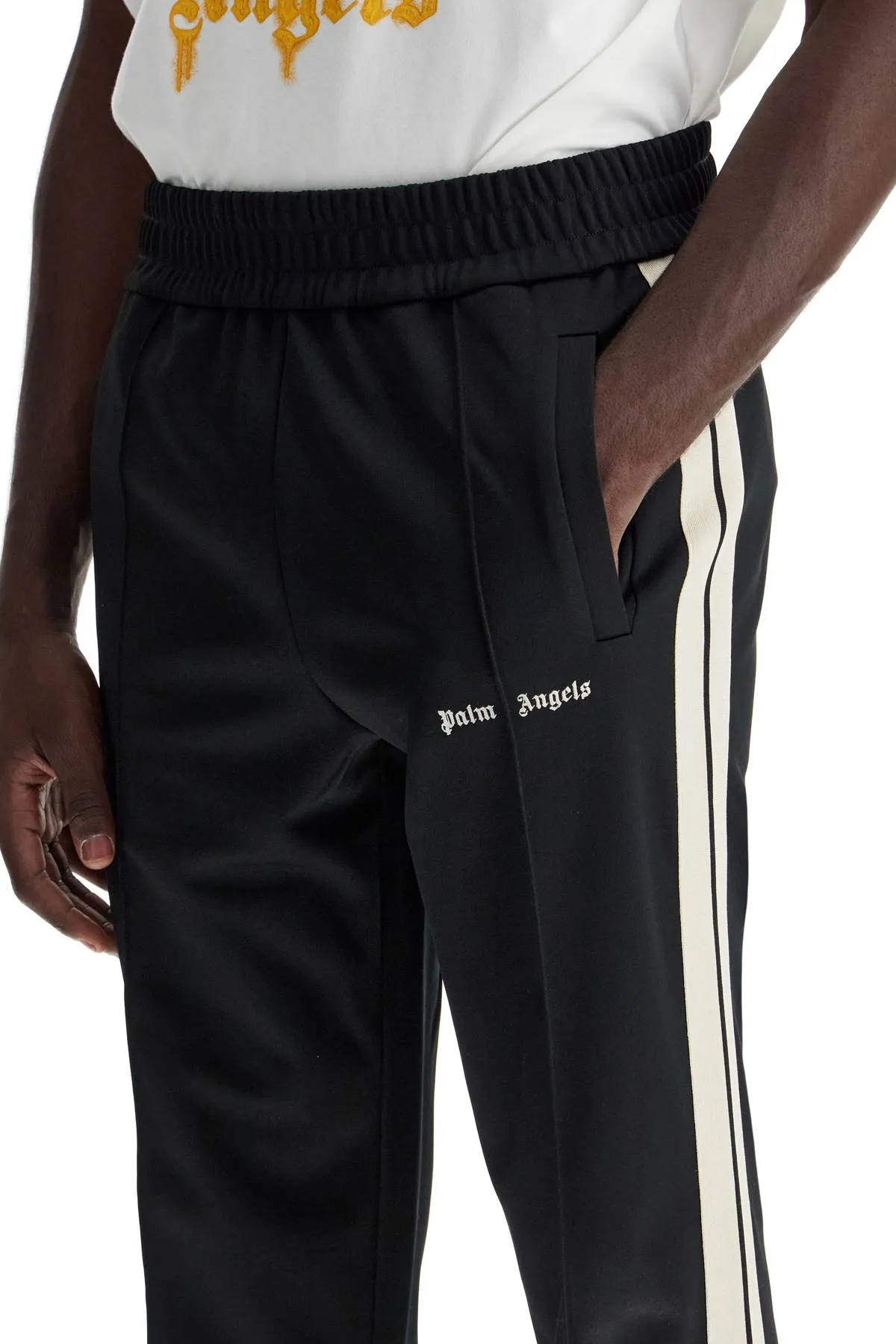 Palm Angels Contrast Band Joggers With Track In   Black