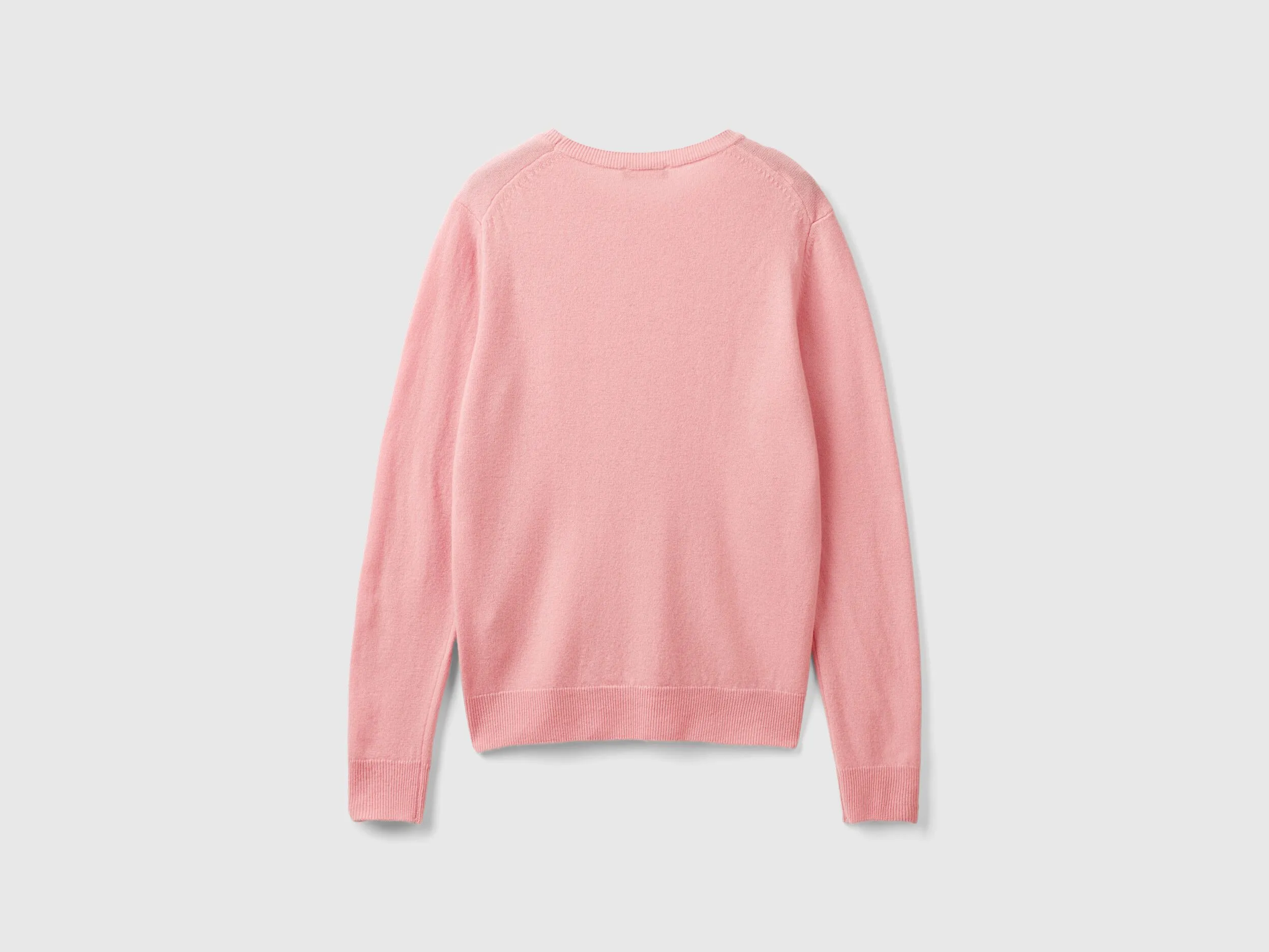 Pink crew neck sweater in pure Merino wool - Pink | Benetton