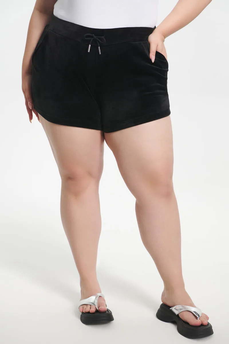 Plus-Size Big Bling Velour Shorts