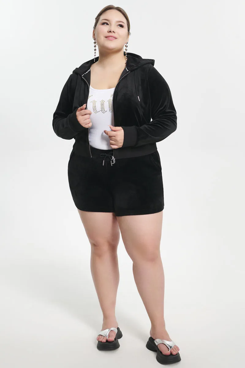 Plus-Size Big Bling Velour Shorts