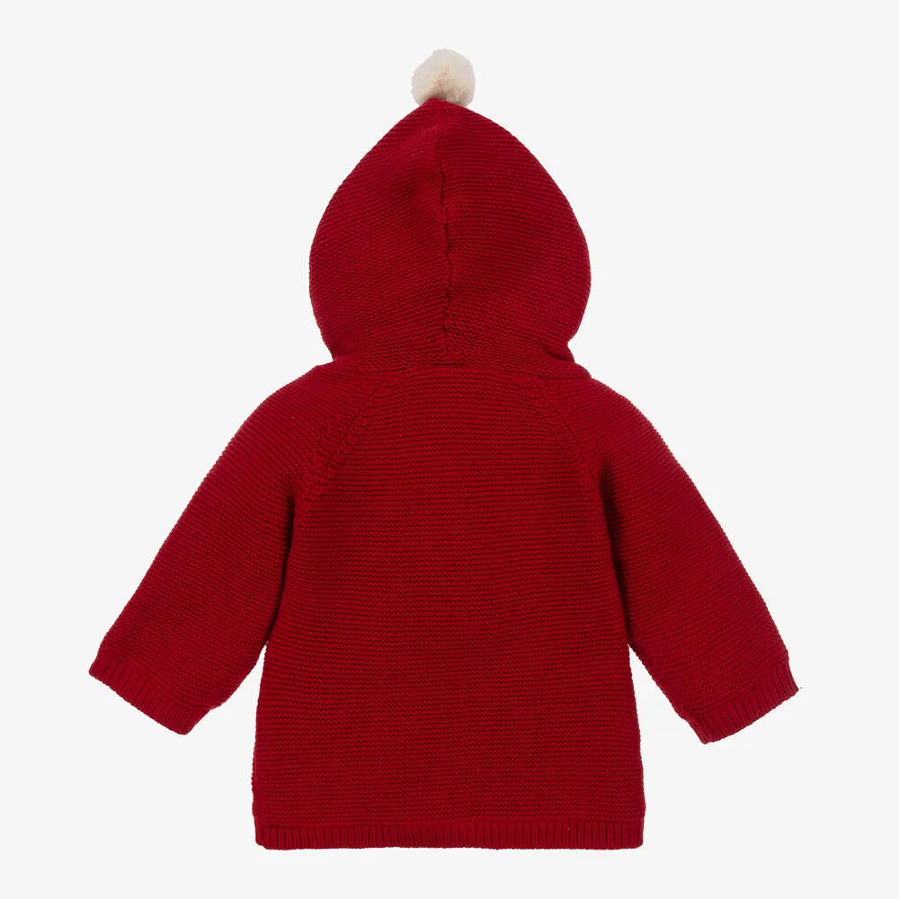 Red Knitted Cotton Pram Coat