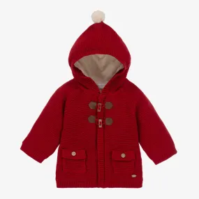 Red Knitted Cotton Pram Coat