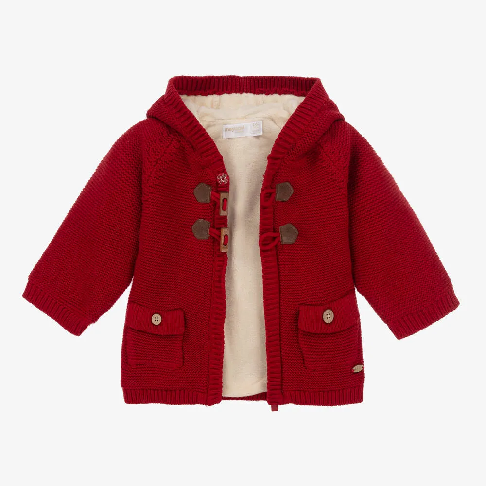 Red Knitted Cotton Pram Coat