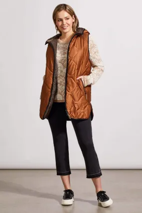 Reversible Hooded Puffer Vest with Hi-Low Hem