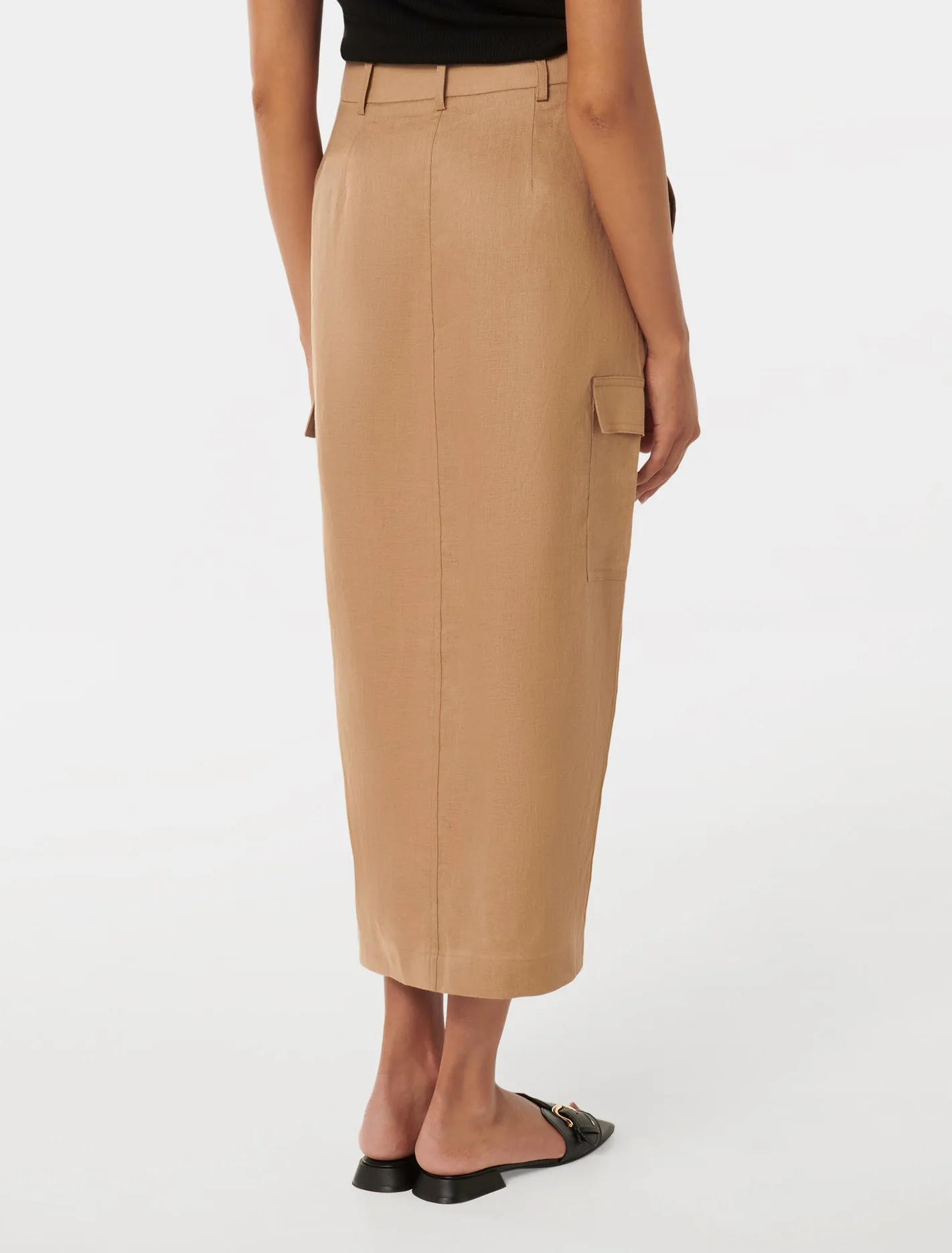 Ronnie Petite Linen Cargo Midi Skirt