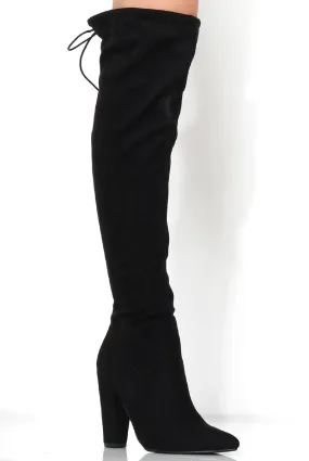 Rosah Black Suede Over The Knee Boots