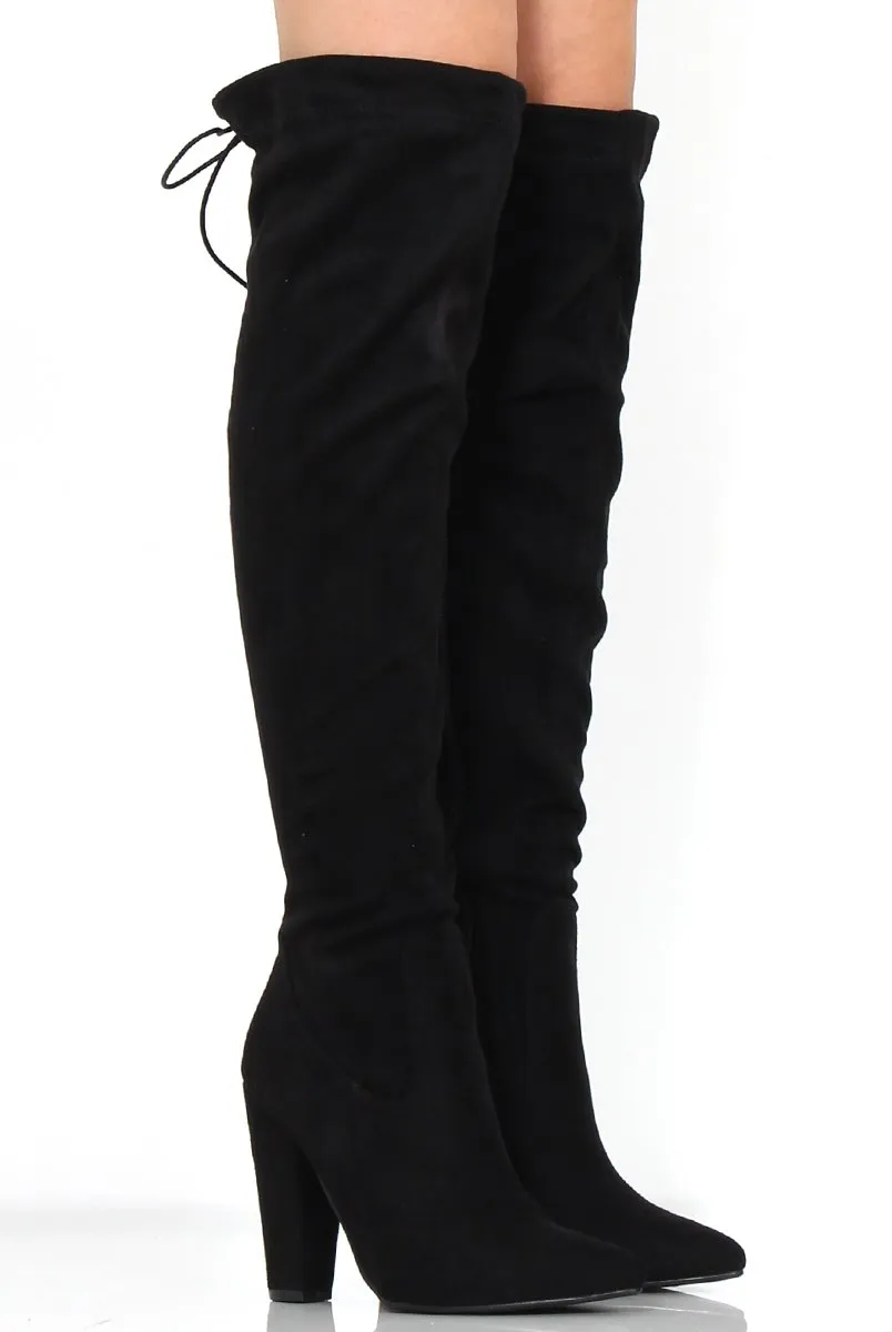 Rosah Black Suede Over The Knee Boots