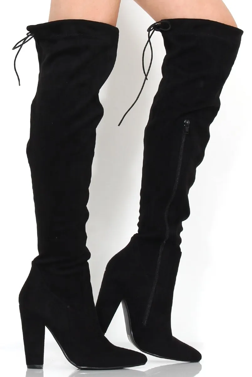 Rosah Black Suede Over The Knee Boots