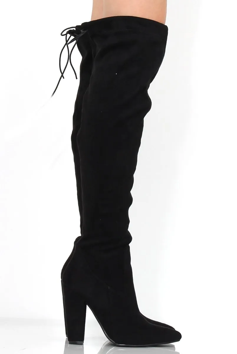 Rosah Black Suede Over The Knee Boots