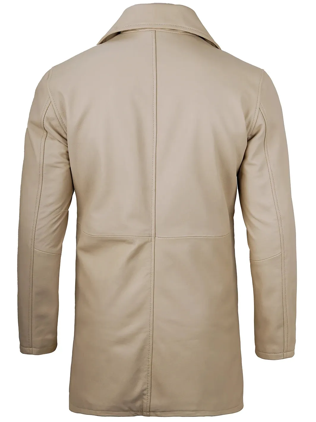 Santiago Beige Real Leather Car Coat