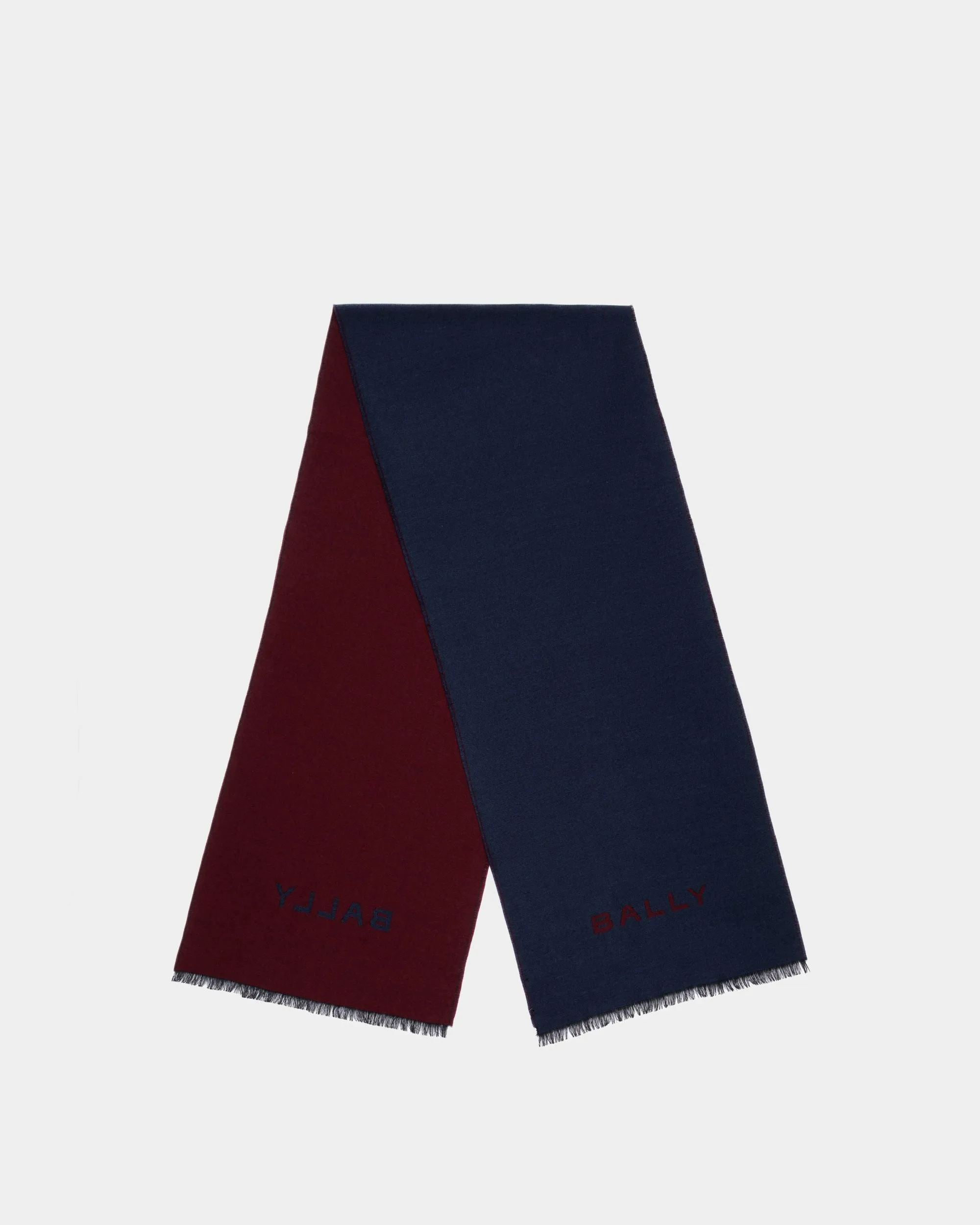 Scarf In Blue And Red Wool 