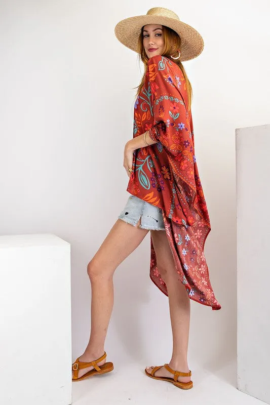 Scarlet Easel Scarf Kimono Printed Rayon