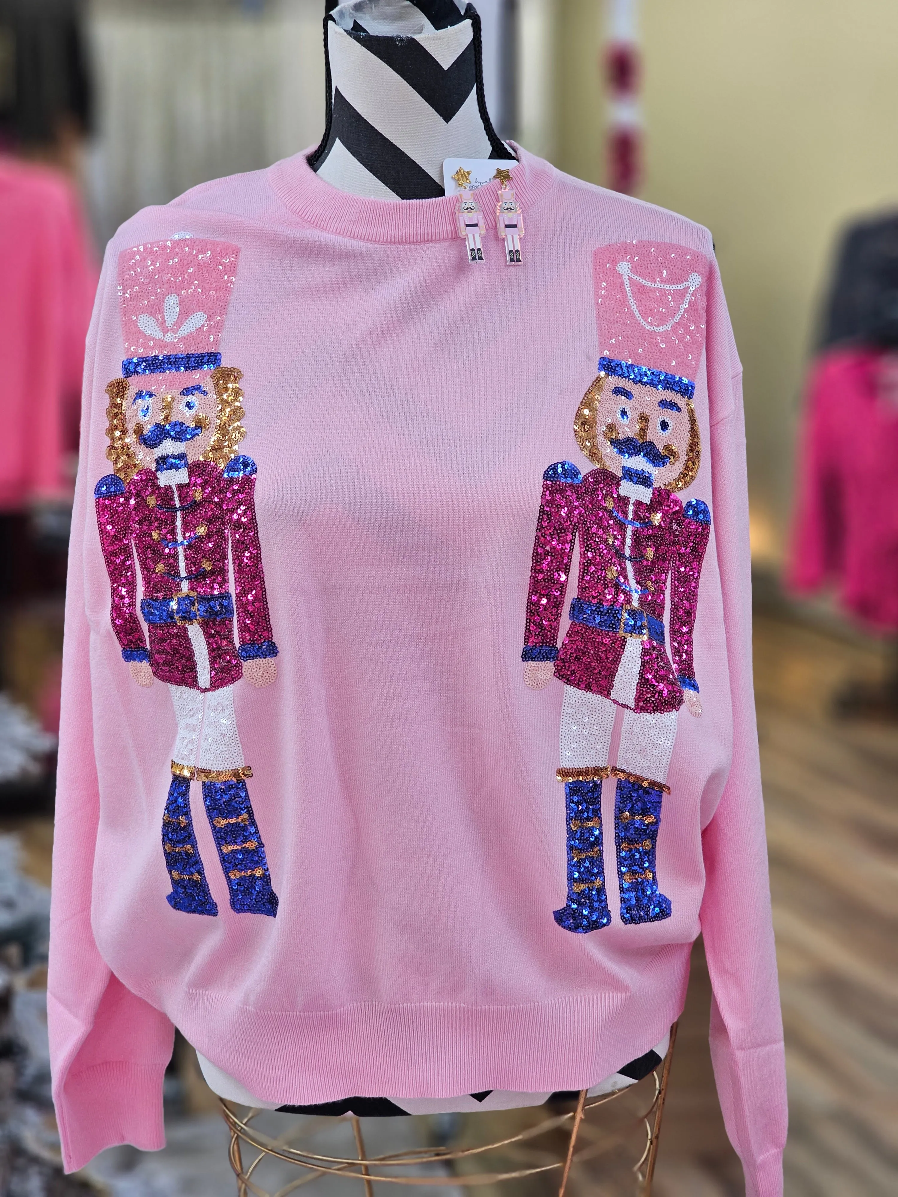 SEQUIN NUTCRACKER EMBROIDERED SWEATER