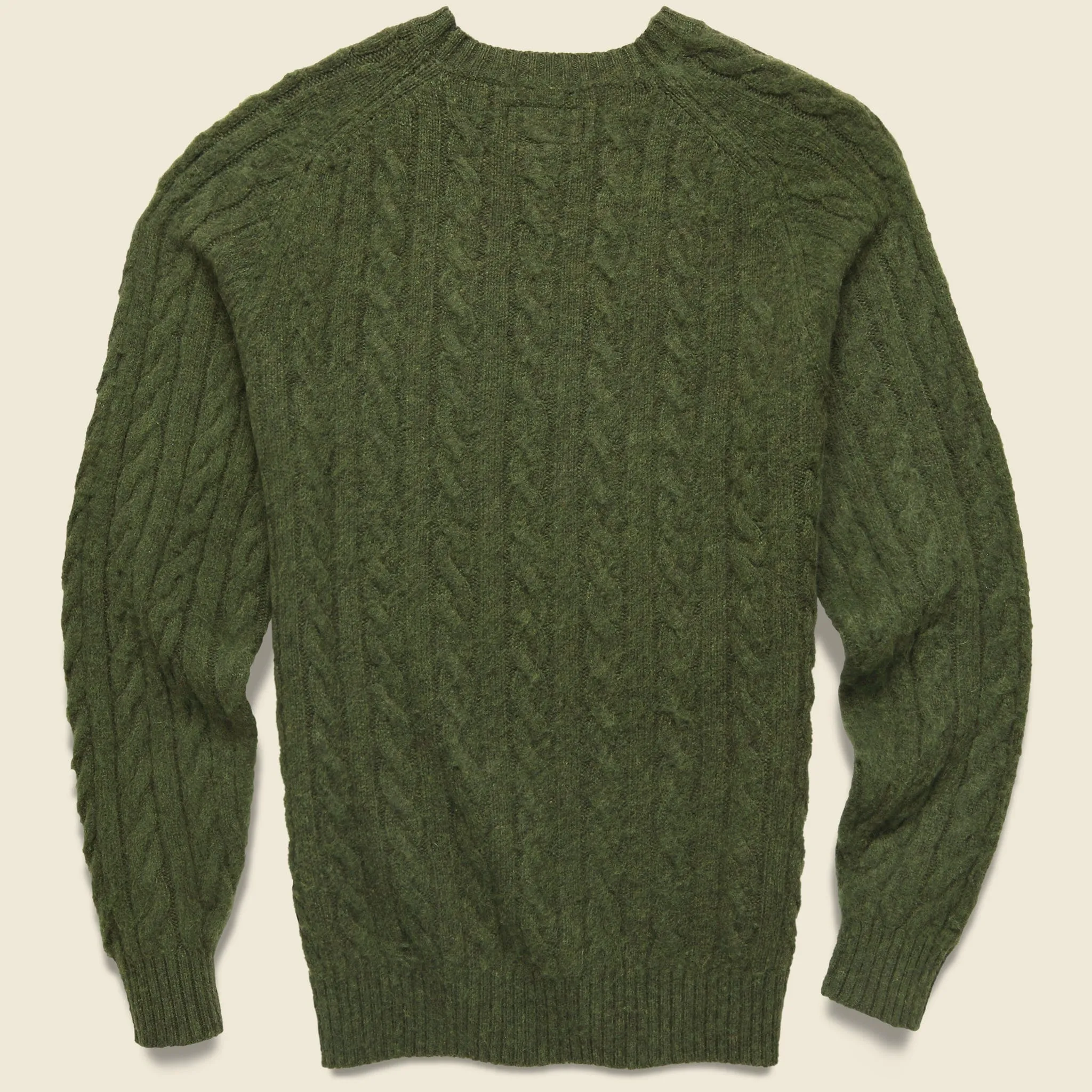 Shaggy Cable Crew Sweater - Olive