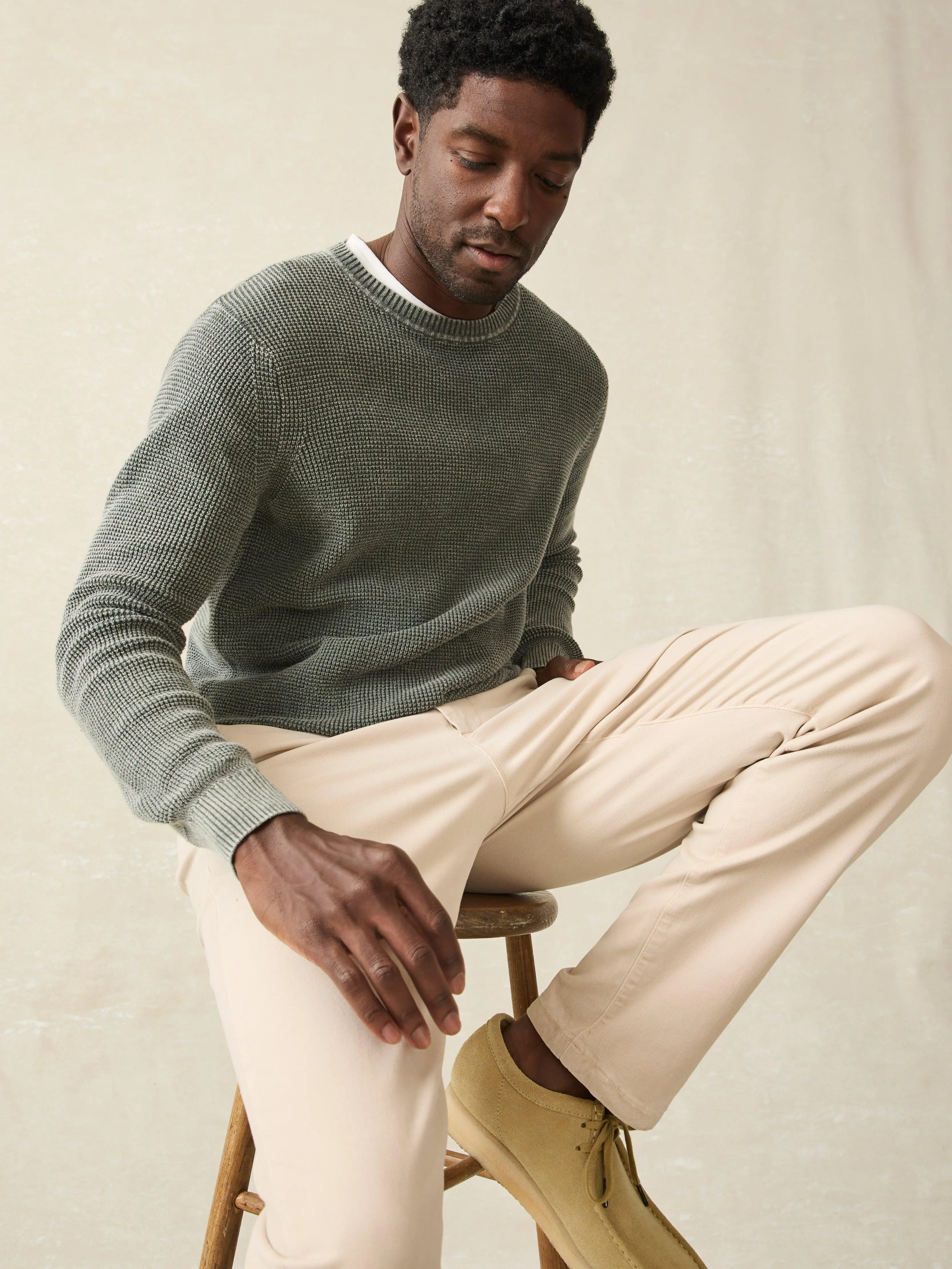 Sunwashed Crewneck Sweater (Tall) - Mountain Olive