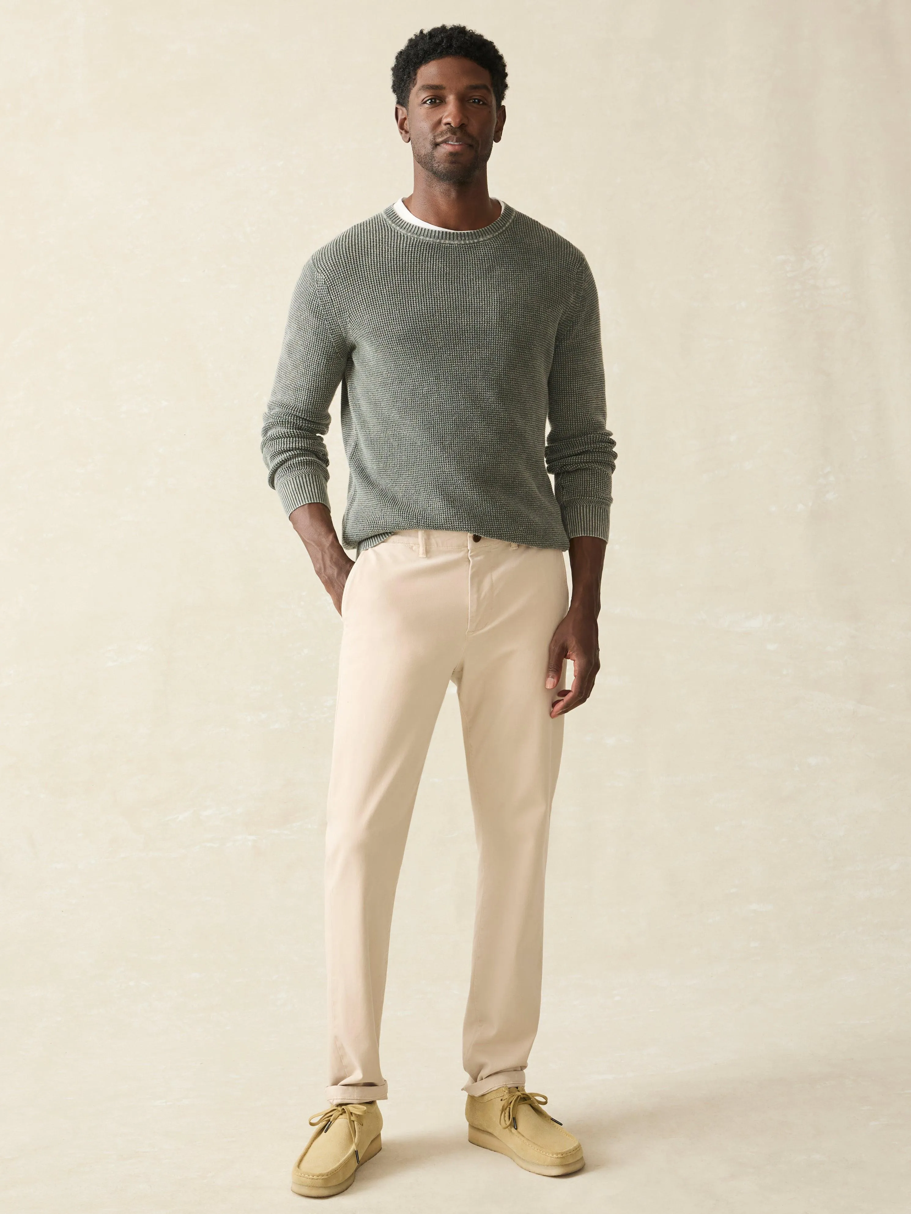 Sunwashed Crewneck Sweater (Tall) - Mountain Olive