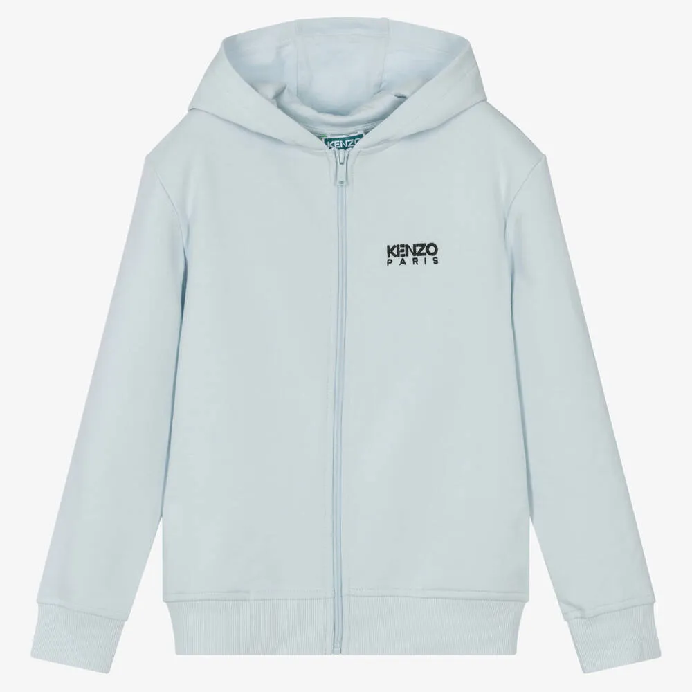 Teen Boys Blue Logo Zip-Up Hoodie