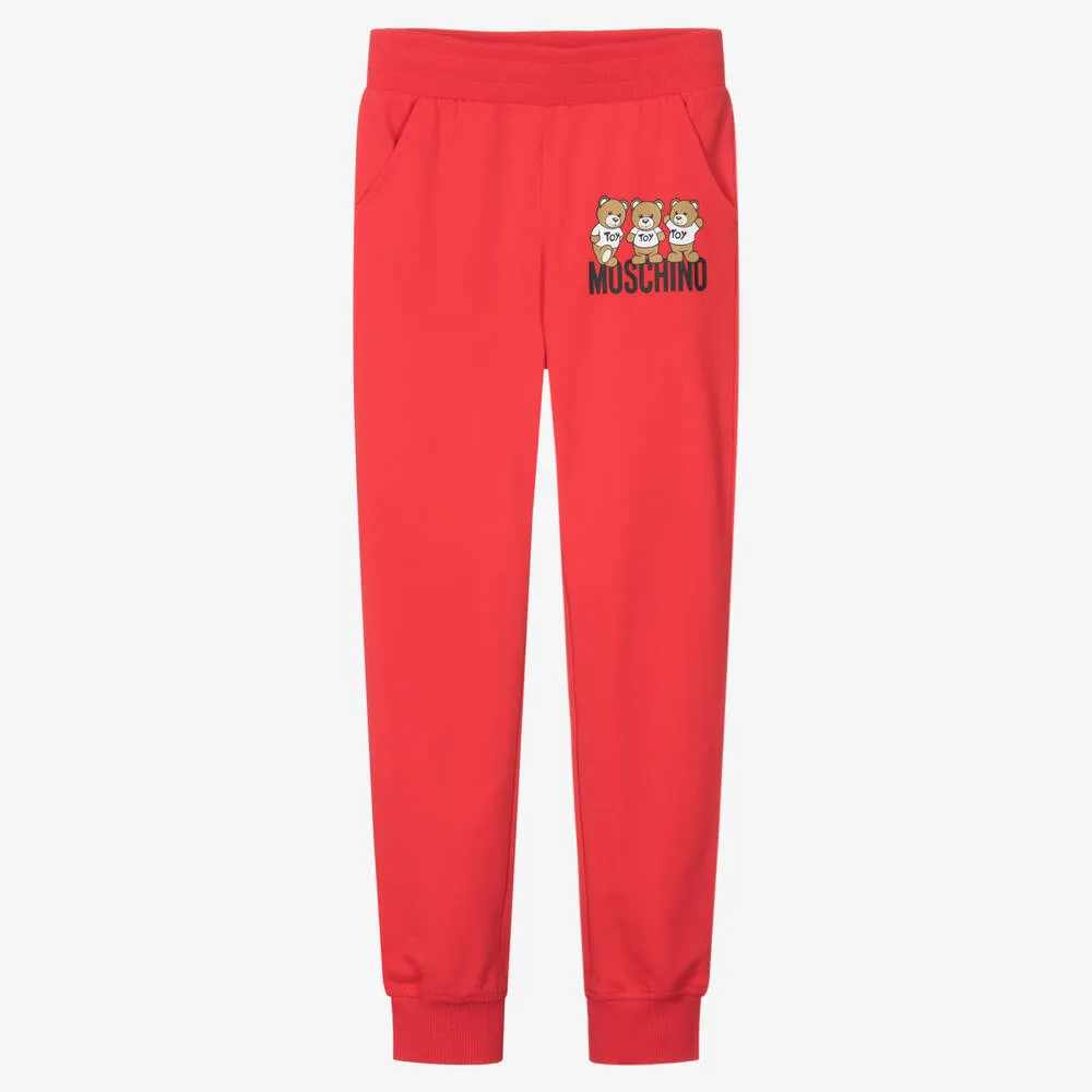 Teen Red Cotton Teddy Bear Joggers