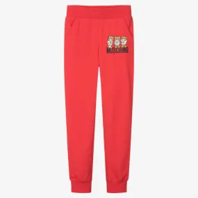 Teen Red Cotton Teddy Bear Joggers