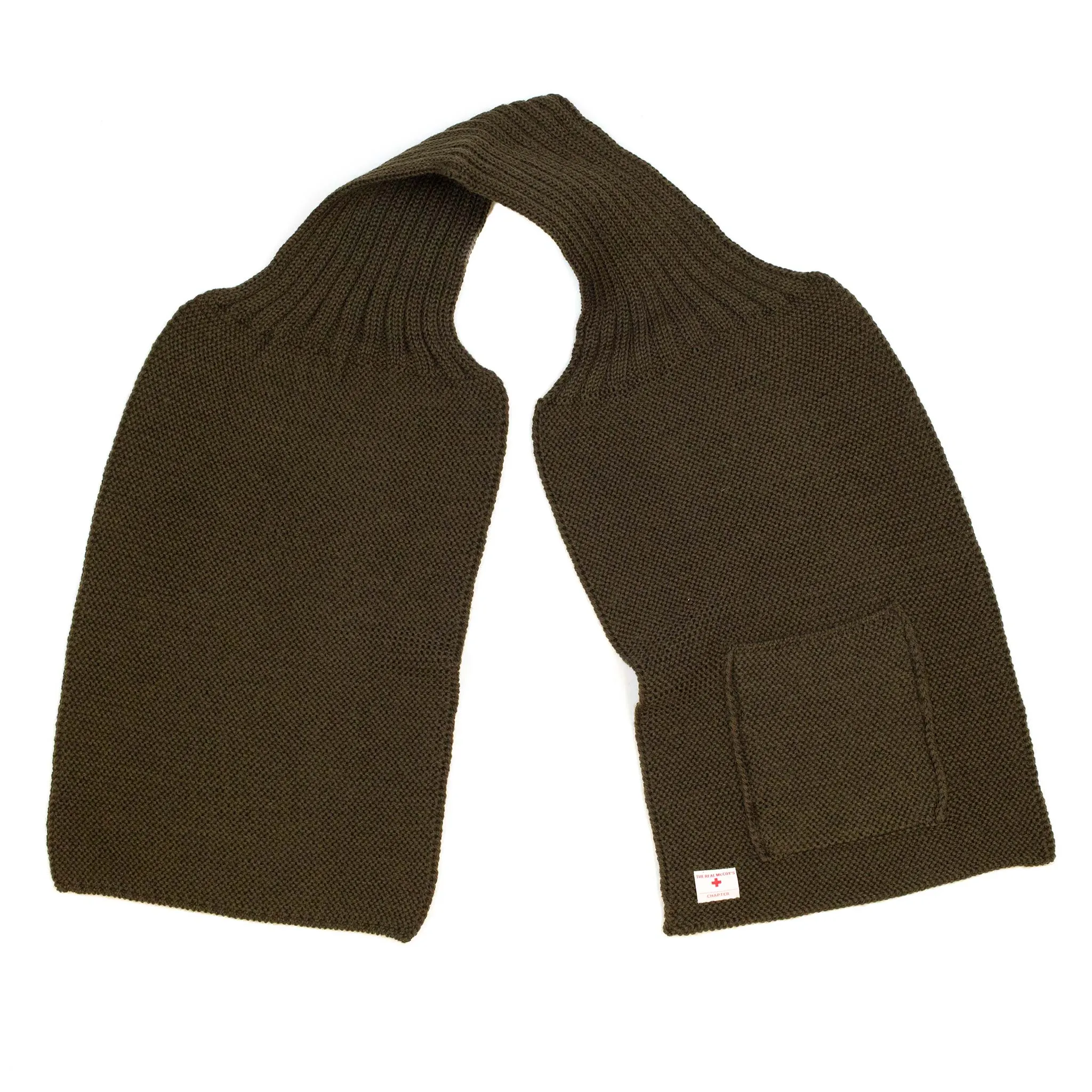 The Real McCoy's MA20102 Wool, Ribbed Muffler Olive