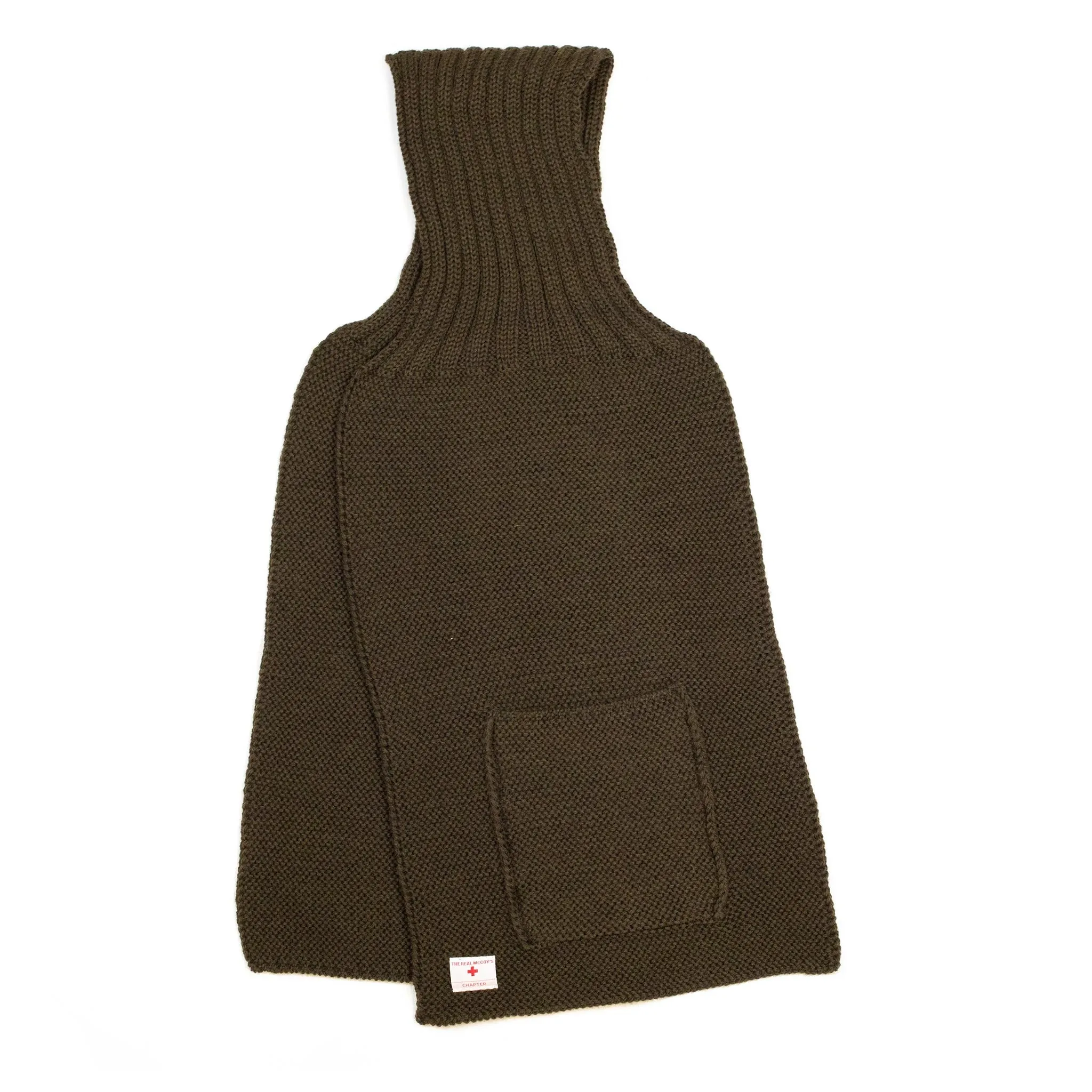 The Real McCoy's MA20102 Wool, Ribbed Muffler Olive