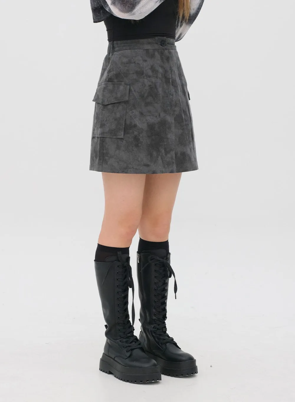 Tie Dye Cargo Mini Skirt CM11